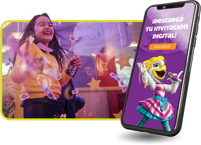 Chuck E Cheese - Descarga tu invitación digital